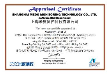 CMMI3級認證證書